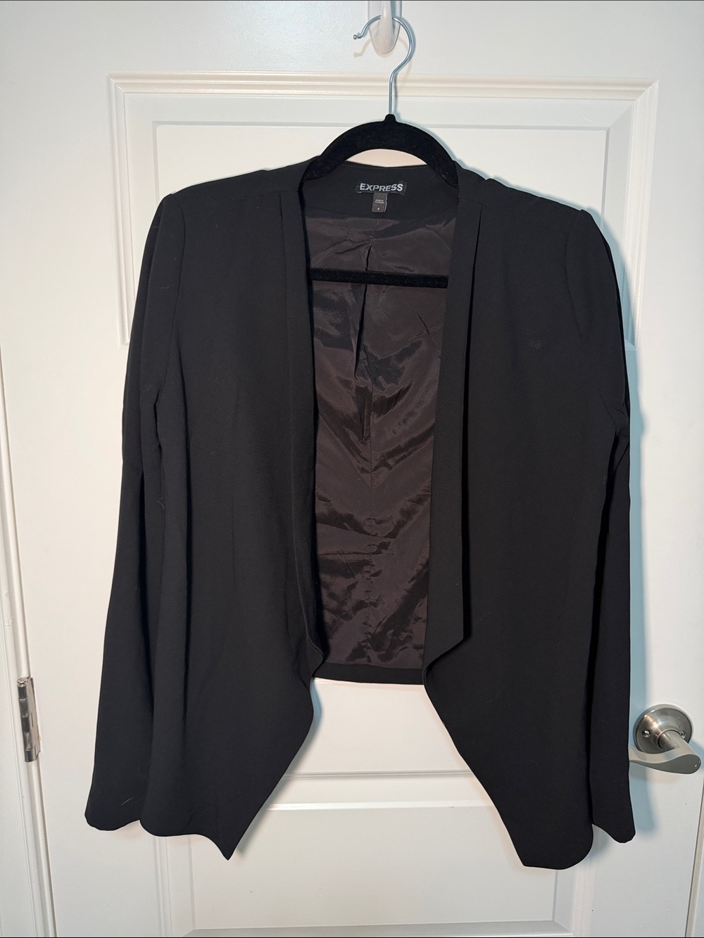 Express Women's 8 Black Open-Front Draped Blazer